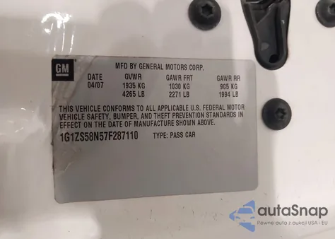 2007 Chevrolet Malibu Ls из США, поврежденный, VIN 1G1ZS58N57F287110